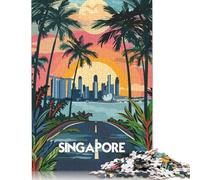 1000 Pieces Singapore Skyline Sunset Jigsaw Puzzle Wooden Puzzles for Adults & Teenager for Adults& Teens Age 12 Years Up 1000pcs (75x50cm)