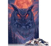 1000 Pieces Sipsychedelic Owl in The Mountains Jigsaw Puzzles Adults Difficulty Puzzles Strengthen Relationships between Family Members 1000pcs (75x50cm)