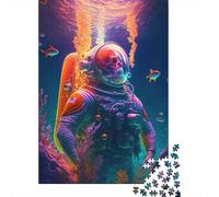 1000 Pieces Skull Scuba In Technicolor Square Jigsaw Puzzles for Adults And Wooden Puzzles Children Puzzles 1000pcs (75x50cm)