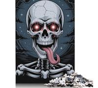 1000 Pieces 'Skull with Glowing Eyes And Tongue for Adults Difficult Jigsaw Puzzles Wooden Puzzle for Adults And Teenager Funny Jigsaw Puzzles 1000pcs (75x50cm)