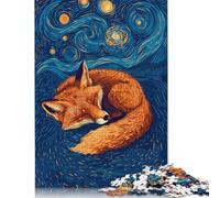 1000 Pieces Sleeping Fox Under Starry Night Sky for Adults Difficult Jigsaw Puzzles Puzzle Jigsaws for Adults Family Activity Jigsaw Puzzles 38x26cm/1000pcs