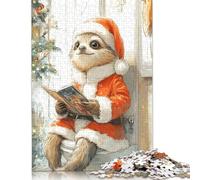 1000 Pieces Sloth Santa Reading Puzzle for Adults Puzzles for Adults & Teenager Secret Santa Gifts 1000pcs (75x50cm)