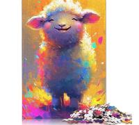 1000 Pieces Smiling Cute Sheep Jigsaw Puzzles for Adults Wooden Puzzles for Adults Teenager Man Woman Gift 1000pcs (75x50cm)