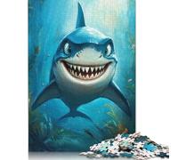 1000 Pieces Smiling Shark Illustration Jigsaw Puzzles for Adults Paper Puzzles for Adults Teenager Man Woman Gift 1000pcs (38x26cm)