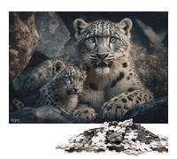 1000 Pieces 'Snow Leopard with Cub Jigsaw Puzzles for Adults Puzzle Adult Jigsaw Puzzle Puzzles for Adults Teens 1000pcs (75x50cm)