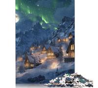 1000 Pieces Snowy Mountain Village Jigsaw Puzzles Wooden Puzzles for Adults & Teenager Brain Teaser Puzzles For Adults 1000pcs (75x50cm)