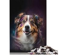 1000 Pieces Space Australian Shepherd Jigsaw Puzzle Wooden Puzzles for Adults Teenagers Teenager Man Woman Gift 1000pcs (75x50cm)
