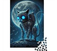 1000 Pieces Space Mechanical Cat Jigsaw Puzzle, Creative Rectangular Wooden Jigsaw Puzzles for Adults, Large Puzzles for Family Educational Game 1000pcs (75x50cm)