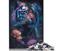 1000 Pieces Space Tiger Flowers Jigsaw Puzzles for Adults Paper Puzzle Educational Game for Adult Teenagers 1000pcs (75x50cm)
