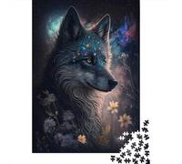 1000 Pieces Space Wolf And Flowers for Adults Difficult Jigsaw Paper Puzzle for Adults Christmas Eve Gifts 1000pcs (38x26cm)