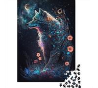 1000 Pieces Space Wolf And Flowers Jigsaw Puzzles for Adults Paper Puzzle Educational Game for Adult Teenagers 1000pcs (38x26cm)