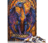 1000 Pieces Stained Glass Purple Drago Jigsaw Puzzles for Adults Jigsaw Puzzle for Family Time Brain Challenge 1000pcs (38x26cm)