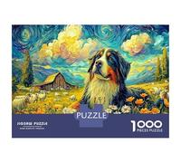 1000 Pieces Starry Dog Landscape Jigsaw Puzzles Fun Details Home Decoration Lovely Pet Puzzles Educational Games for Men And Women 38x26cm/1000pcs