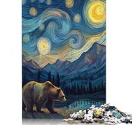 1000 Pieces Starry Night Bear漫步 Creative Square Jigsaw Puzzles for Adults And Wooden Puzzles Challenging Game 1000pcs (75x50cm)