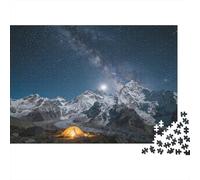 1000 Pieces starry sky camping jigsaw for adults thick paper brain training mountain night puzzle home decor stress relief 70x50cm/1000pcs