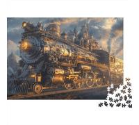 1000 Pieces Steam Train Jigsaw for Adults, Thick Paper Puzzle, Brain Training Educational Steam Locomotive Puzzle, Home Decor 38x26cm/1000pcs
