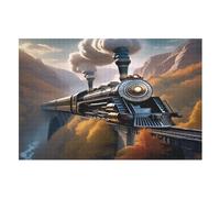1000 Pieces Steam Train Puzzles for Adults Teens Toys for Children Wooden Puzzle Home Decoration （75×50cm）