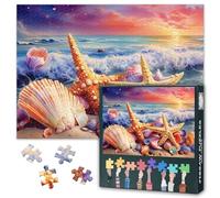 1000 Pieces Summer Beach Puzzles for Adults Starfish and Seashells Jigsaw Puzzles for Adults House Wall Decoration Intelligence Jigsaw Puzzle as Gifts for Family Friends 27.5"X19.7"
