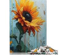 1000 Pieces Sunflower Painting Jigsaw Puzzles Wooden Puzzles for Adults & Teenager Brain Teaser Puzzles For Adults 1000pcs (75x50cm)