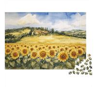 1000 Pieces Sunflowers Under Blue Sky Educational Games Puzzle Jigsaw Puzzles Beautiful Scenery Fun Challenge for Adults, Home Decor Jigsaw 38x26cm/1000pcs