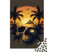 1000 Pieces Sunset Skeleton Jigsaw Puzzle, Creative Rectangular Wooden Jigsaw Puzzles for Adults, Large Puzzles for Family Educational Game 1000pcs (75x50cm)