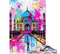 1000 Pieces Taj Mahal Pop Art Creative Square Paper Jigsaw Puzzles for Adults Educational Game Challenge Toy 38x26cm/1000pcs