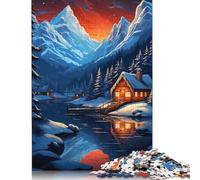 1000 Pieces The Camping Winter Lodge for Adults Difficult Jigsaw Puzzles Puzzles Wooden Puzzles Educational Game for Adult Teenagers 1000pcs (75x50cm)