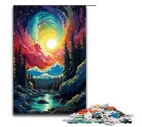 1000 Pieces The Colorful Psychedelia of Aurora Mountain Puzzles for Adults Impossible Puzzle Stress Reliever for And Teenager Age 14 And Up 75x50cm