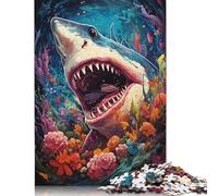 1000 Pieces The Colorful Psychedelia of Shark Mythology Puzzle Jigsaw Adults Puzzles Difficulty Jigsaw Educational Game Toy 1000pcs (75x50cm)