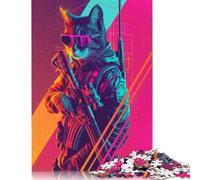 1000 Pieces The Cyber Cat Soldier Puzzles Jigsaw Adults Difficulty Jigsaw Puzzle Relaxing Games Toy 1000pcs (38x26cm)