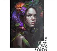 1000 Pieces The Floral Girl Jigsaw Puzzle, Creative Rectangular Paper Jigsaw Puzzles for Adults, Large Puzzles for Family Educational Game 1000pcs (38x26cm)