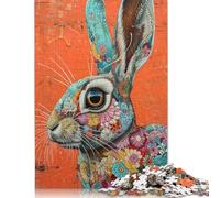 1000 Pieces The Floral Rabbit for Adults Difficult Jigsaw Puzzles Puzzles Wooden Puzzles Educational Game for Adult Teenagers 1000pcs (75x50cm)
