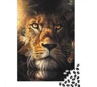 1000 Pieces The Hiding Lion Creative Square Jigsaw Puzzles for Adults & Wooden Puzzles Challenging Game 1000pcs (75x50cm)