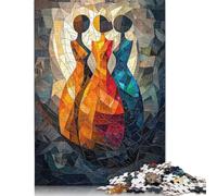 1000 Pieces The Three Graces Stained Glass Mosaic Artwork Jigsaw Puzzle Puzzle Adult Jigsaw Puzzle Jigsaw Puzzles for Adults Educational Game Challenge Toy 38x26cm/1000pcs