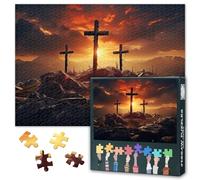1000 Pieces Three Crosses Jigsaw Puzzles for Adults Three Crosses Standing Together in The Sunlight Puzzles for Adults as Gifts Home Decor Intelligence Challenging Puzzle for Family Games 27.5"X19.7"