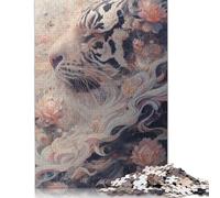 1000 Pieces Tiger Bloom Jigsaw Square Puzzle for Adults Wooden Puzzles Unique Challenge Games 1000pcs (75x50cm)