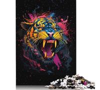 1000 Pieces Tiger Color Splash Jigsaw Puzzle Adults Difficulty Puzzles Educational Toy Games Family Decoration 1000pcs (75x50cm)
