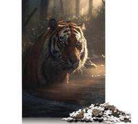 1000 Pieces Tiger in Mystical Forest Jigsaw Puzzles for Adults Wooden Puzzles for Adults Puzzles Learning Educational Toys 1000pcs (75x50cm)