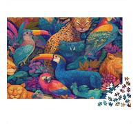 1000 Pieces Tropical Animals Jigsaw Puzzle Set for Adults, Eco-Friendly Paper, A Vibrant Tropical World Filled with Exotic Animals Challenging Brain Training, Home Gift, 70x50cm/1000pcs