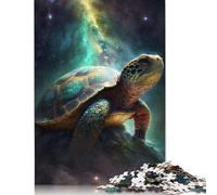 1000 Pieces Turtle in Space Jigsaw Square Puzzle for Adults Wooden Puzzles Unique Challenge Games 1000pcs (75x50cm)