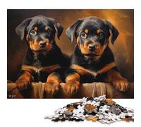 1000 Pieces Two Rottweiler Puppies Jigsaw Puzzles for Adults Wood Puzzle Jigsaws Puzzling for Gift 1000pcs (75x50cm)