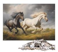 1000 Pieces Two Running Horses Animals Jigsaw Puzzle Puzzles for Teenagers Gifts for Adults 1000pcs (75x50cm)