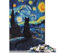 1000 Pieces Van Gogh Cat Creative Square Jigsaw Puzzles for Adults And Wooden Puzzles Challenging Game 1000pcs (75x50cm)