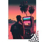 1000 Pieces Vaporwave Aesthetics Jigsaw Puzzles for Adults Wooden Puzzles for Adults Teenager Man Woman Gift 1000pcs (75x50cm)