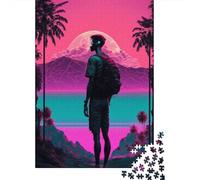 1000 Pieces Vaporwave Aesthetics Jigsaw Square Puzzle for Adults Wooden Puzzles Unique Challenge Games 1000pcs (75x50cm)