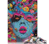 1000 Pieces Vibrant Abstract Chaos Jigsaw Puzzles for Adults Wooden Puzzles for Adults Teenager Man Woman Gift 1000pcs (75x50cm)