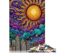 1000 Pieces Vibrant Cosmic Cityscape Creative Square Jigsaw Puzzles for Adults And Wooden Puzzles Challenging Game 1000pcs (75x50cm)