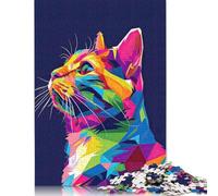 1000 Pieces Vibrant Geometric Cat Square Jigsaw Puzzles for Adults And Paper Puzzles 38x26cm/1000pcs