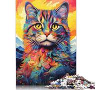 1000 Pieces Vibrant Highland Kitty Jigsaw Puzzle, Creative Rectangular Paper Jigsaw Puzzles for Adults, Large Puzzles for Family Educational Game 38x26cm/1000pcs