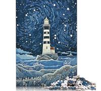 1000 Pieces Vintage Lighthouse Art Puzzle Jigsaw Difficulty Puzzle Jigsaw Educational Game Toy 1000pcs (75x50cm)